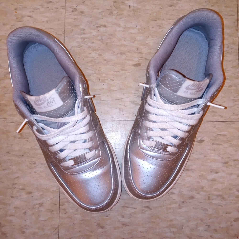 Metallic Silver Air Force 1s